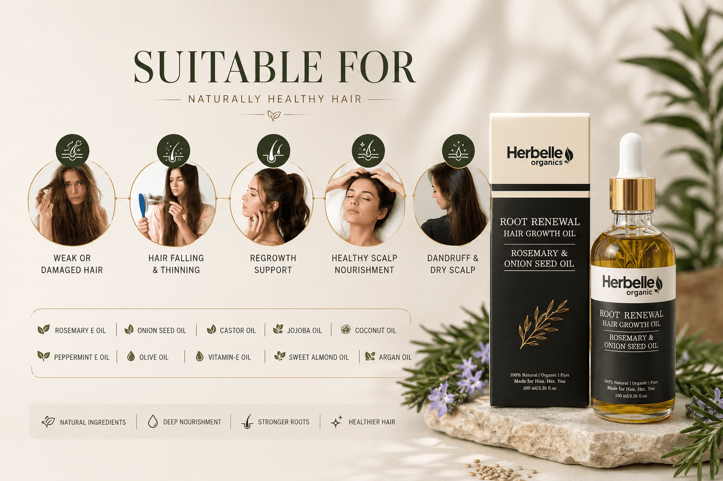 Root Renewal Hair Growth Oil - Herbelle OraganicsHerbelle Oraganics