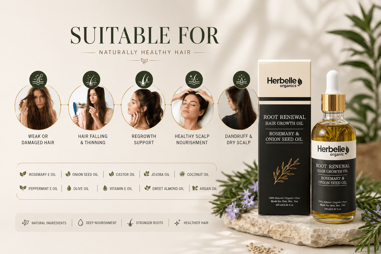 Root Renewal Hair Growth Oil - Herbelle OraganicsHerbelle Oraganics