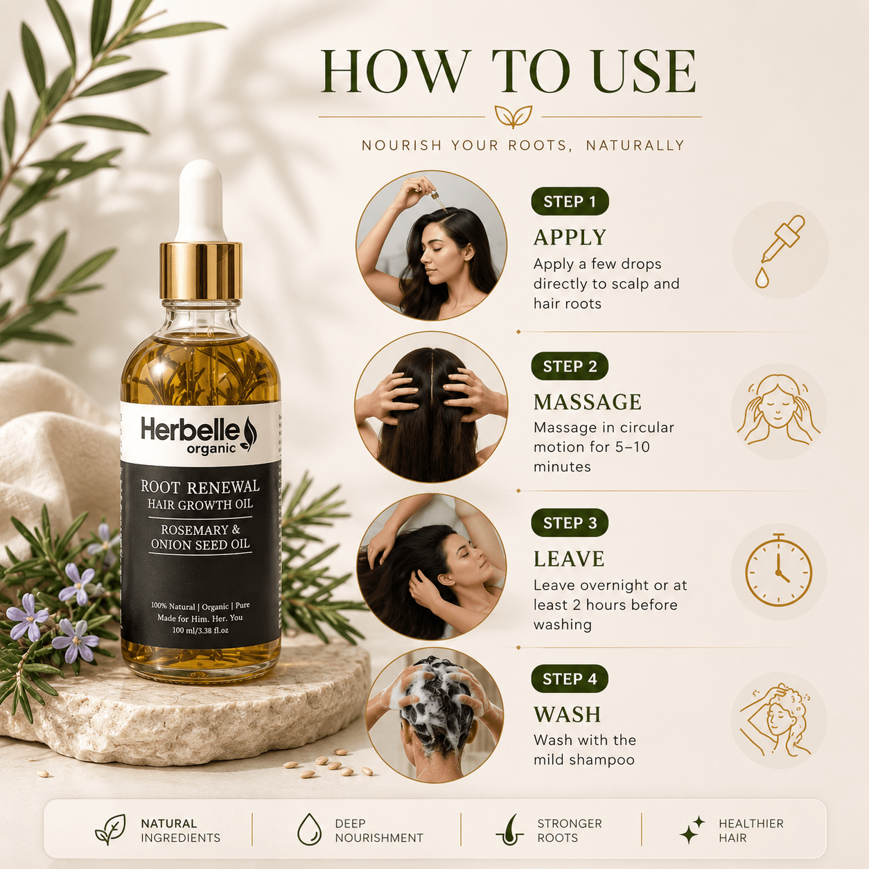 Root Renewal Hair Growth Oil - Herbelle OraganicsHerbelle Oraganics