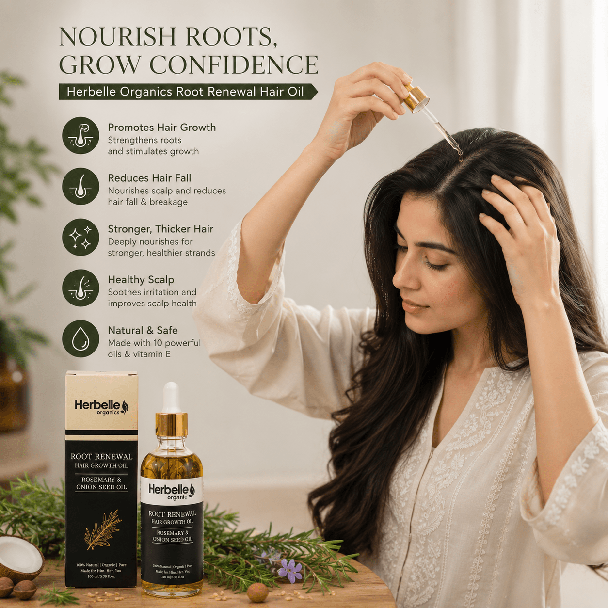 Root Renewal Hair Growth Oil - Herbelle OraganicsHerbelle Oraganics