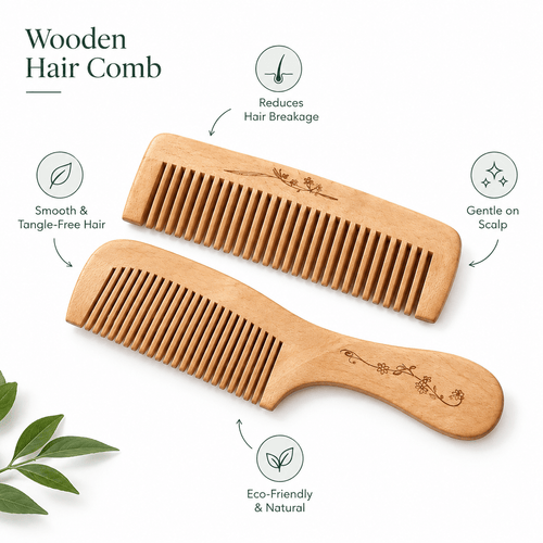 Wooden Fine-Tooth Comb / with Handle - Herbelle OraganicsHerbelle Oraganics